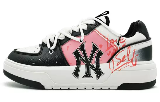 Кроссовки MLB Chunky Liner Skateboarding Shoes Unisex Low-top White/black/pink, розовый