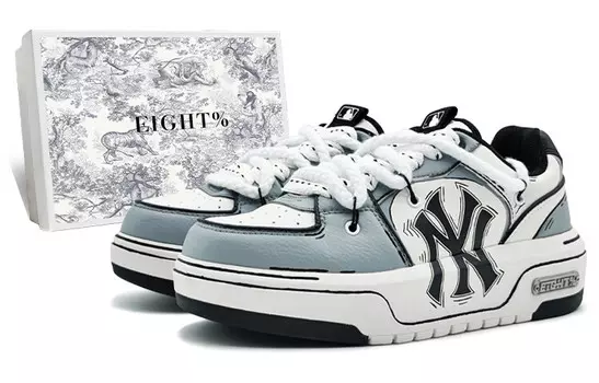 Кроссовки MLB Chunky Liner Skateboarding Shoes Unisex Low-top White/cyan/gray, светло-серый