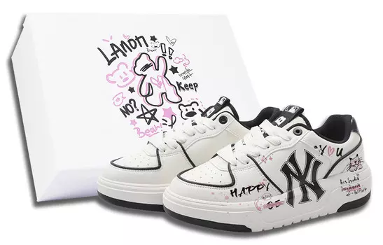 Кроссовки MLB Chunky Liner Skateboarding Shoes Unisex Low-top White/Black, белый/черный