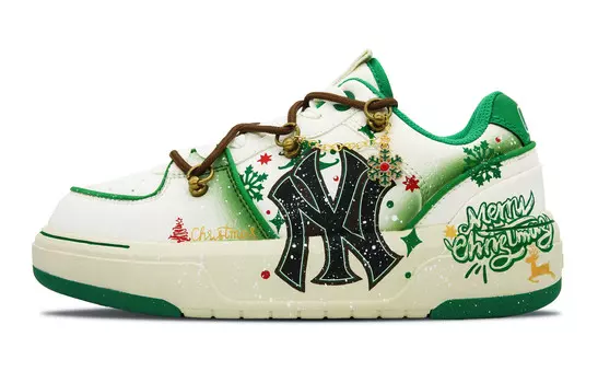 Кроссовки MLB Chunky Liner Skateboarding Shoes Unisex Low-top White, зеленый