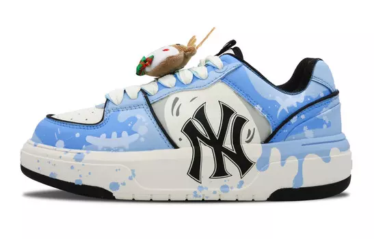 Кроссовки MLB Chunky Liner Skateboarding Shoes Unisex Low-top White, голубой