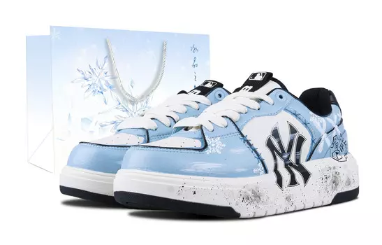 Кроссовки MLB Chunky Liner Skateboarding Shoes Unisex Low-top White, голубой