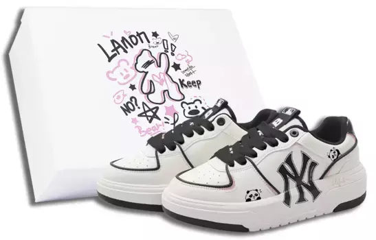 Кроссовки MLB Chunky Liner Skateboarding Shoes Unisex Low-top White/Black, белый/черный