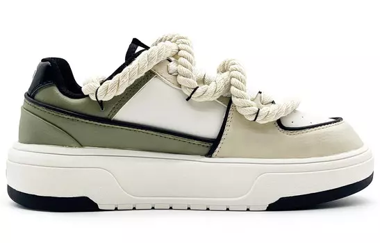 Кроссовки MLB Chunky Liner Skateboarding Shoes Unisex Low-top Beige/green/white, цвет Off White
