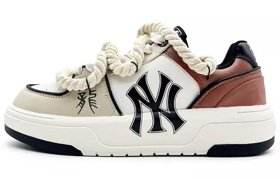 Кроссовки MLB Chunky Liner Skateboarding Shoes Unisex Low-top Beige/red/white, цвет Off White