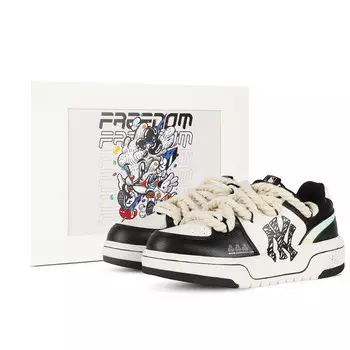 Кроссовки MLB Chunky Liner Skateboarding Shoes Unisex Low-top Black/White, черный/белый