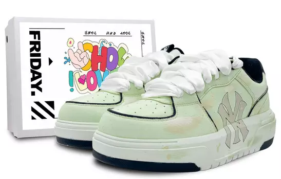 Кроссовки MLB Chunky Liner Skateboarding Shoes Unisex Low-top White, зеленый