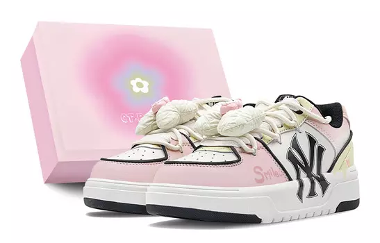 Кроссовки MLB Chunky Liner Skateboarding Shoes Unisex Low-top Yellow, розовый