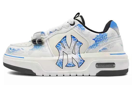 Кроссовки MLB Chunky Liner Skateboarding Shoes Unisex Low-top White/gray, белый/синий