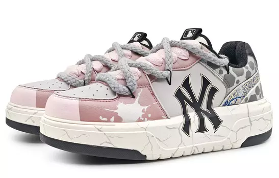 Кроссовки MLB Chunky Liner Skateboarding Shoes Unisex Low-top Gray, серый/розовый