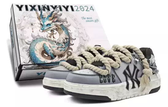 Кроссовки MLB Chunky Liner Skateboarding Shoes Unisex Low-top Gray, синий