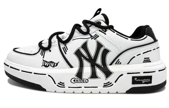 Кроссовки MLB Chunky Liner Skateboarding Shoes Unisex Low-top White/black, черный/белый