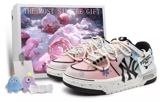 Кроссовки MLB Chunky Liner Skateboarding Shoes Unisex Low-top Blue/black, розовый