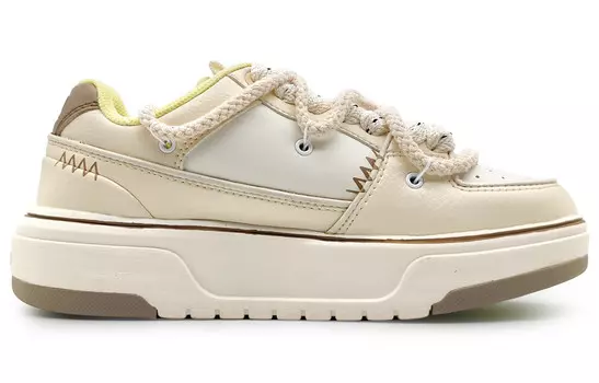 Кроссовки MLB Chunky Liner Skateboarding Shoes Unisex Low-top White/Brown, бежевый