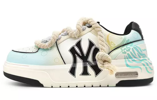 Кроссовки MLB Chunky Liner Skateboarding Shoes Unisex Low-top White/Black/Blue, желтый