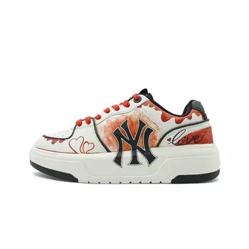 Кроссовки MLB Chunky Liner Skateboarding Shoes Unisex Low-top Beige, красный