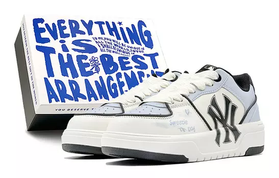 Кроссовки MLB Chunky Liner Skateboarding Shoes Unisex Low-top White, синий