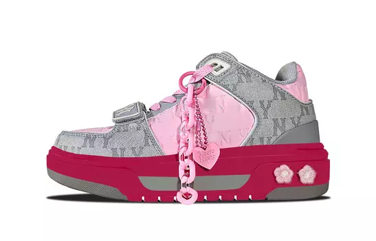 Кроссовки MLB Chunky Liner Skateboarding Shoes Unisex Low-top Heather Gray/Dusty Pink, серый/розовый