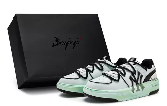 Кроссовки MLB Chunky Liner Skateboarding Shoes Unisex Low-top Green, черный