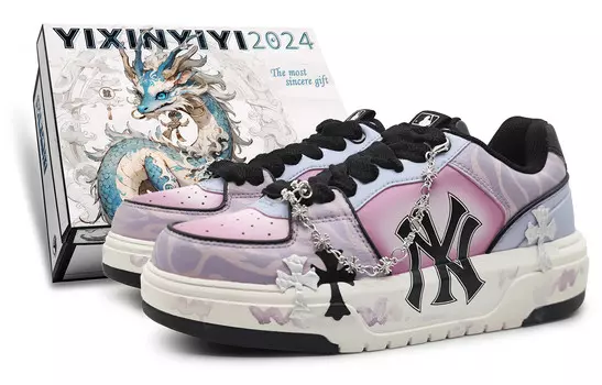 Кроссовки MLB Chunky Liner Skateboarding Shoes Unisex Low-top Black, фиолетовый