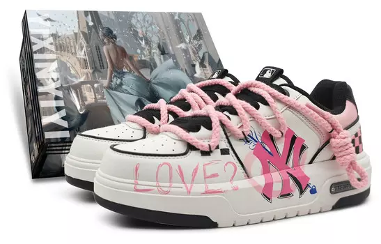 Кроссовки MLB Chunky Liner Skateboarding Shoes Unisex Low-top Black/white, розовый