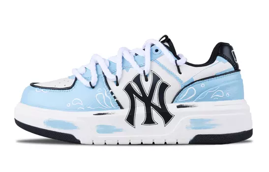 Кроссовки MLB Chunky Liner Skateboarding Shoes Unisex Low-top White, голубой