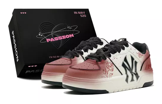 Кроссовки MLB Chunky Liner Skateboarding Shoes Unisex Low-top Black, темно-красный