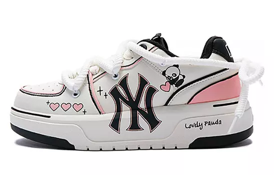 Кроссовки MLB Chunky Liner Skateboarding Shoes Unisex Low-top White/pink/black, розовый