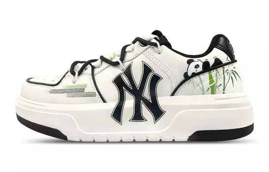 Кроссовки MLB Chunky Liner Skateboarding Shoes Unisex Low-top Beige/Black/Green, бежевый/черный/зеленый