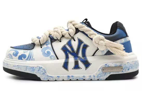 Кроссовки MLB Chunky Liner Skateboarding Shoes Unisex Low-top Beige, синий