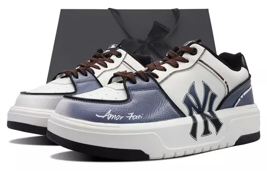 Кроссовки MLB Chunky Liner Skateboarding Shoes Unisex Low-top White, синий