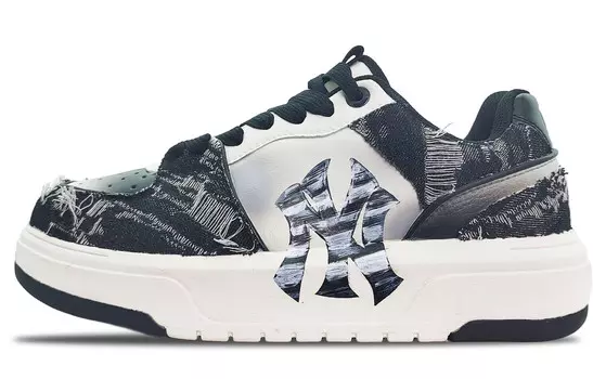 Кроссовки MLB Chunky Liner Skateboarding Shoes Unisex Low-top White, черный/белый