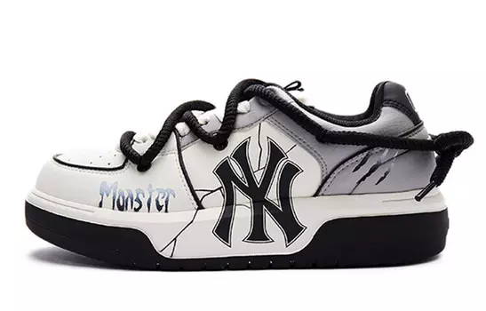 Кроссовки MLB Chunky Liner Skateboarding Shoes Unisex Low-top Black/white/gray, темно-серый