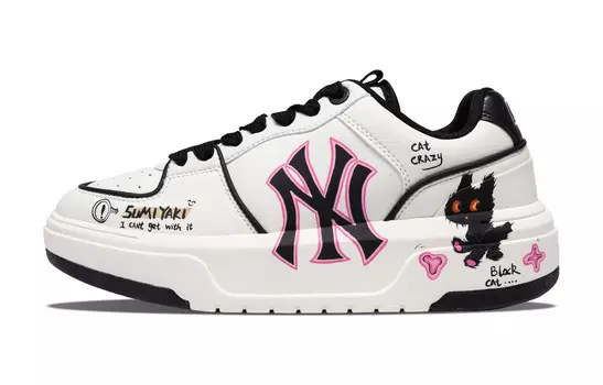 Кроссовки MLB Chunky Skateboarding Shoes Unisex Low-top Black/pink, черный/белый