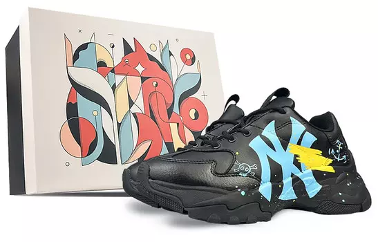 Кроссовки MLB Chunky Sneakers Unisex Low-top Blue/Yellow, черный