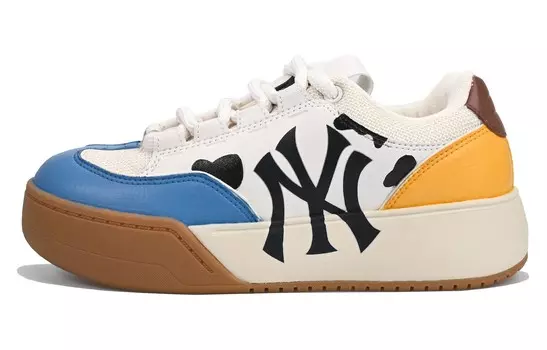 Кроссовки MLB Chunky Wide Skateboarding Shoes Unisex Low-top Brown/yellow/blue, темно-синий