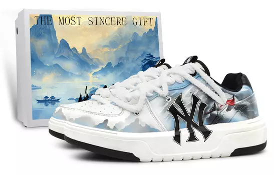 Кроссовки MLB New York Yankees Skateboarding Shoes Unisex Low-top Grey/white, синий