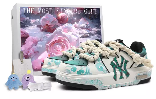 Кроссовки MLB New York Yankees Skateboarding Shoes Unisex Low-top Beige, зеленый