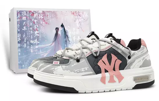 Кроссовки MLB New York Yankees Skateboarding Shoes Unisex Low-top Pink/black/gray, розовый