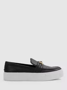 Кроссовки-мокасины из кожи аделины Reiss, черный