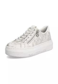 Кроссовки, молния, декоративная шнуровка, женские rieker, цвет Beige-Gold/ Weiss