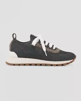 Кроссовки Monili Shimmer Knit Brunello Cucinelli, цвет C2355 Volcano