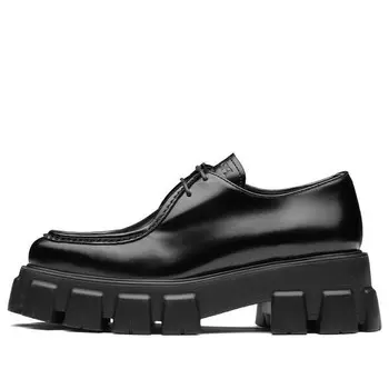 Кроссовки monolith pattern calf pointy derby shoes 'black' Prada, черный