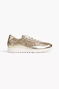 Кроссовки Monza из блестящей кожи с эффектом металлик JIMMY CHOO, платиновый