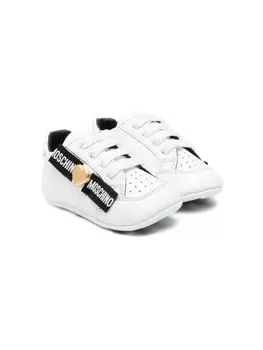 Кроссовки Moschino Kids с логотипом на ленте, белый