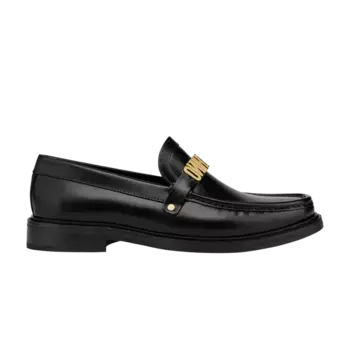 Кроссовки Moschino Wmns Polished Calfskin Loafer Gold-Plated Logo - Black, черный