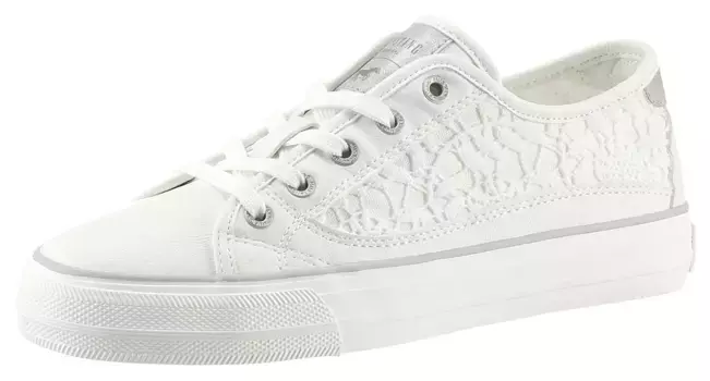 Кроссовки Mustang Shoes, повседневная обувь, полуботинки, туфли на шнуровке с боковой вставкой крючком, белый