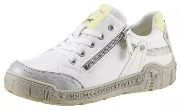 Кроссовки Mustang Shoes, с контрастной отделкой, ширина G, повседневная обувь, полуботинки, туфли на шнуровке, белый