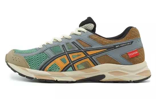 Кроссовки мужские Gel-Contend 4 с низким верхом, зелено-серо-желтые Asics