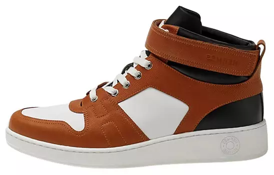 Кроссовки мужские Herms Freestyle высокие, коричневый / белый / черный